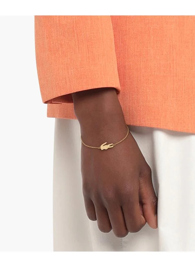 LACOSTE Crocodile Collection Chain Bracelet For Women In Carnation Gold With A Crocodile-Shaped Charm - 2040048